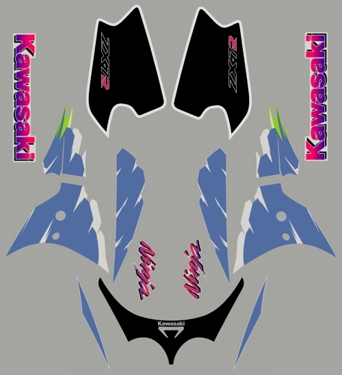 reページ 1994 Ninja ZX7R M2 Blue-Green Model Full Decal Kit